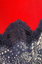 Load image into Gallery viewer, Chloe Navy and Red Daisy Chain Print Lace Detail
