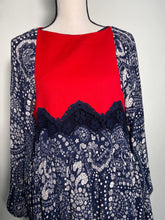 Load image into Gallery viewer, Chloe Navy and Red Daisy Chain Print Lace Detail