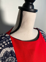 Load image into Gallery viewer, Chloe Navy and Red Daisy Chain Print Lace Detail